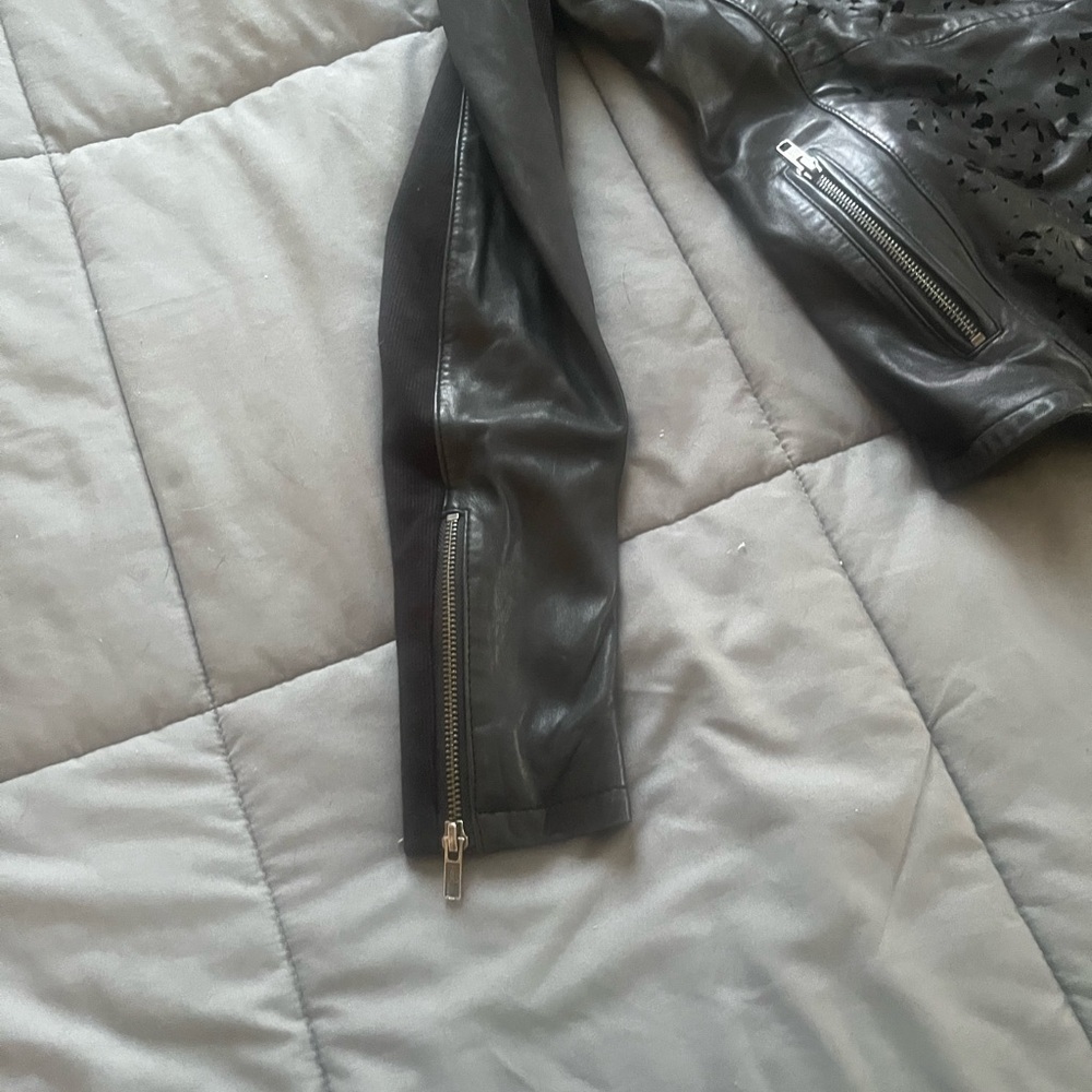 Muubaa Black Perforated Leather Jacket - Picture 4 of 6